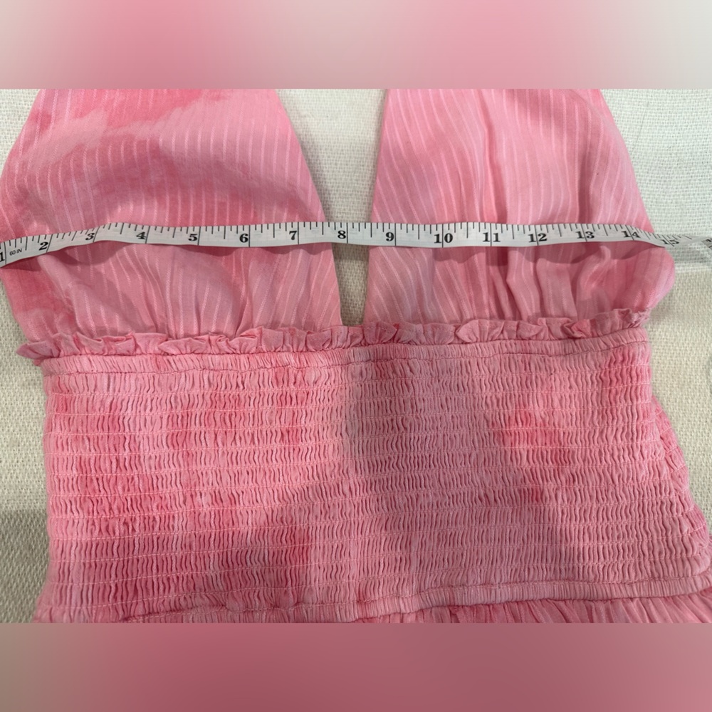 Loveshack fancy Deanna Cotton Pink han dye Striped Halter Dress - Picture 10 of 15